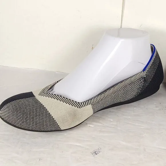 Rothy’s Women’s The Flat US10 Black White Knit Retired Round Toe SlipOn flats