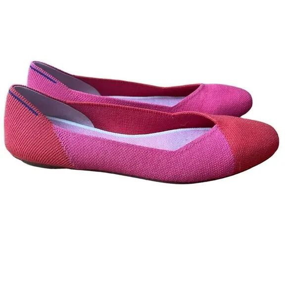 Rothy’s x Marta Ferri Flame Azalea Round Toe Ballet Flats Size 8