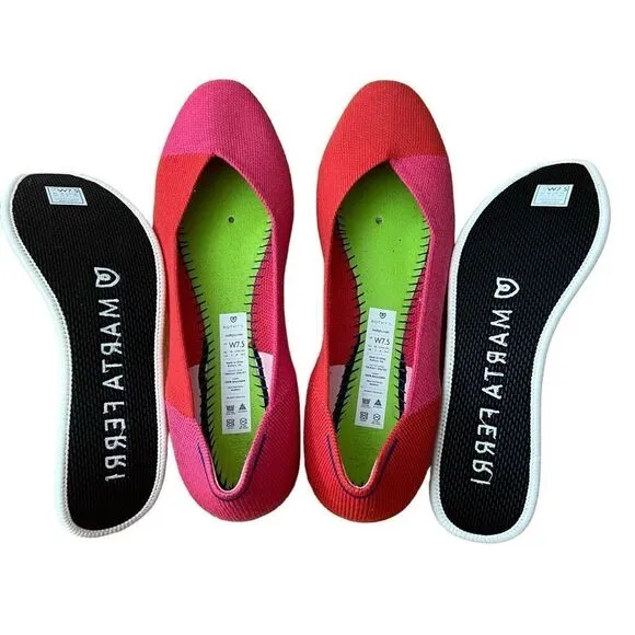 Rothy’s x Marta Ferri Flame Azalea Round Toe Ballet Flats Size 8