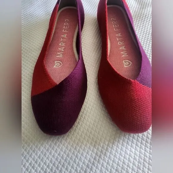Rothy's Marta Ferri Red and Purple Flats