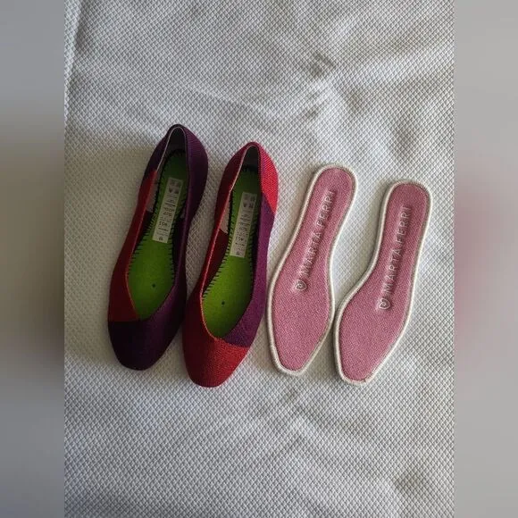 Rothy's Marta Ferri Red and Purple Flats