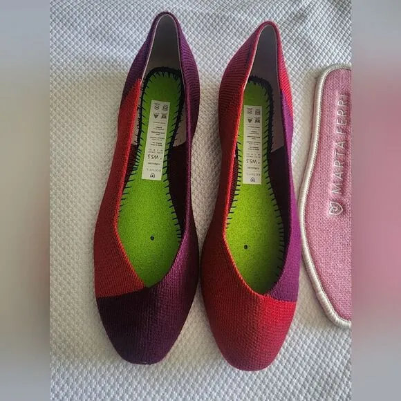 Rothy's Marta Ferri Red and Purple Flats