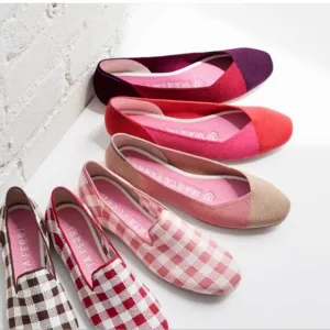 Rothy's Marta Ferri Red and Purple Flats