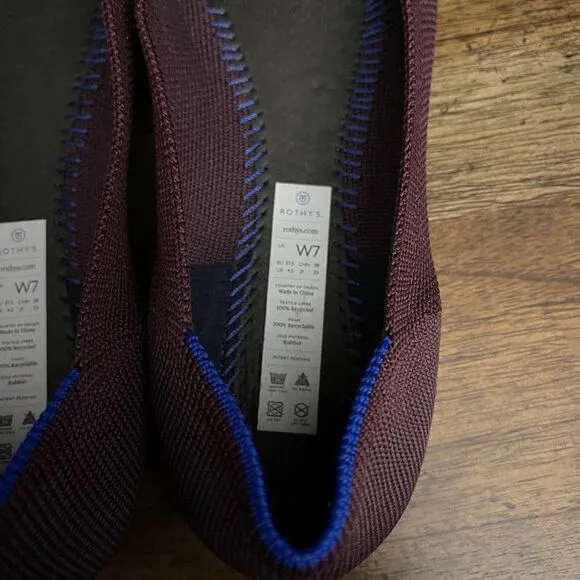 Rothy’s Port Wine Round Toe Retired Flats Shoes