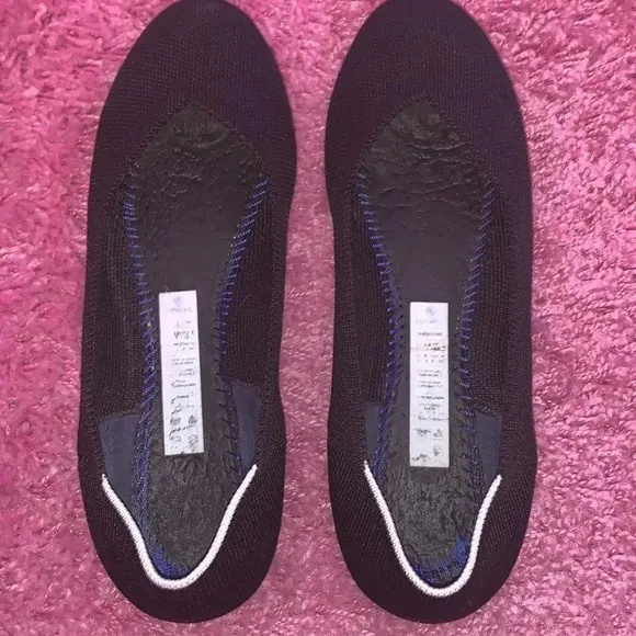 Rothy’s White Halo Black Round Toe Flats