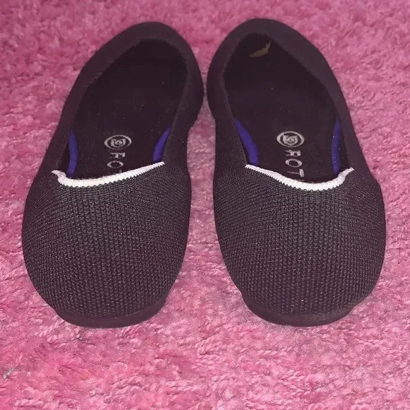 Rothy’s White Halo Black Round Toe Flats
