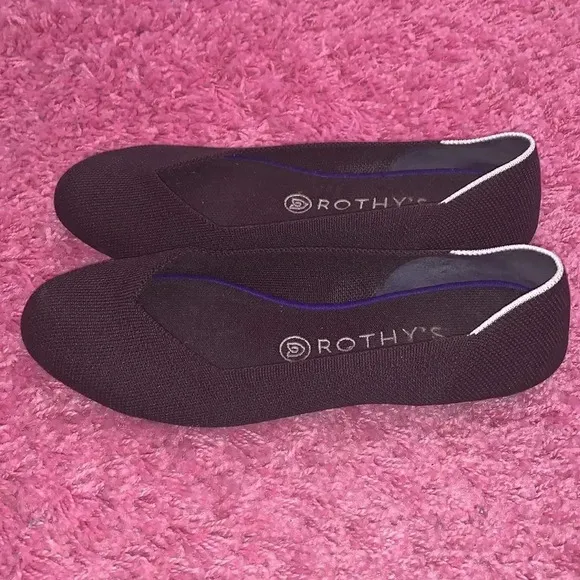 Rothy’s White Halo Black Round Toe Flats