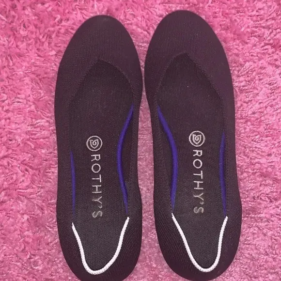 Rothy’s White Halo Black Round Toe Flats