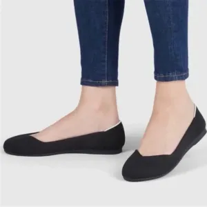 Rothy’s White Halo Black Round Toe Flats