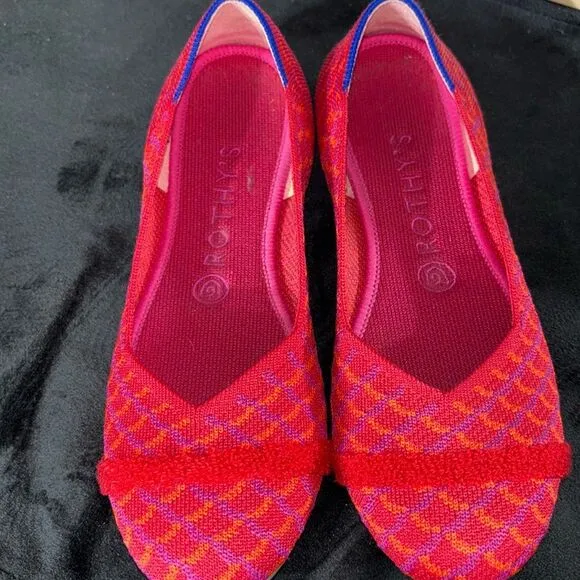 Rothys women’s pomegranate grid round toe retired ballet flats 8