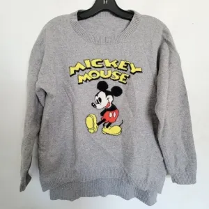 Royal Feng Mickey Mouse Heather Gray Crewneck Long Sleeve Sweater Size Small