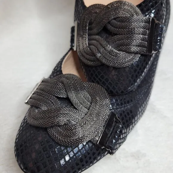 Russell &amp; Bromley Mesh Chain Leather Snakeskin Low Heel Flats Made in Italy✨️US7