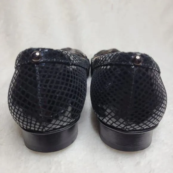 Russell &amp; Bromley Mesh Chain Leather Snakeskin Low Heel Flats Made in Italy✨️US7