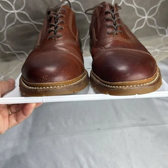 (S5) Frye James Bal Lug Oxford Men's Brown Leather Lace Up Cap Toe Shoes Sz 9.5