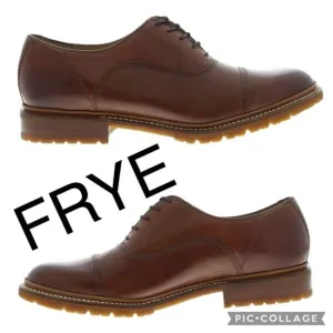 (S5) Frye James Bal Lug Oxford Men's Brown Leather Lace Up Cap Toe Shoes Sz 9.5