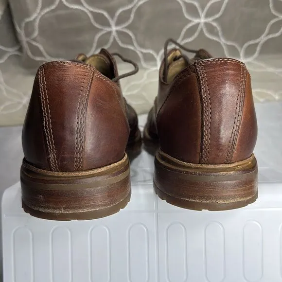 (S5) Frye James Bal Lug Oxford Men's Brown Leather Lace Up Cap Toe Shoes Sz 9.5