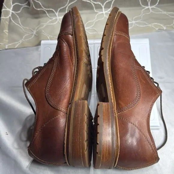 (S5) Frye James Bal Lug Oxford Men's Brown Leather Lace Up Cap Toe Shoes Sz 9.5