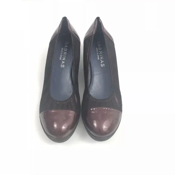 Sabrinas London 37 Metallic Patent Cap Toe Wedges