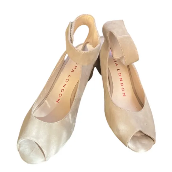 Sacha  London suede peep toe wedges