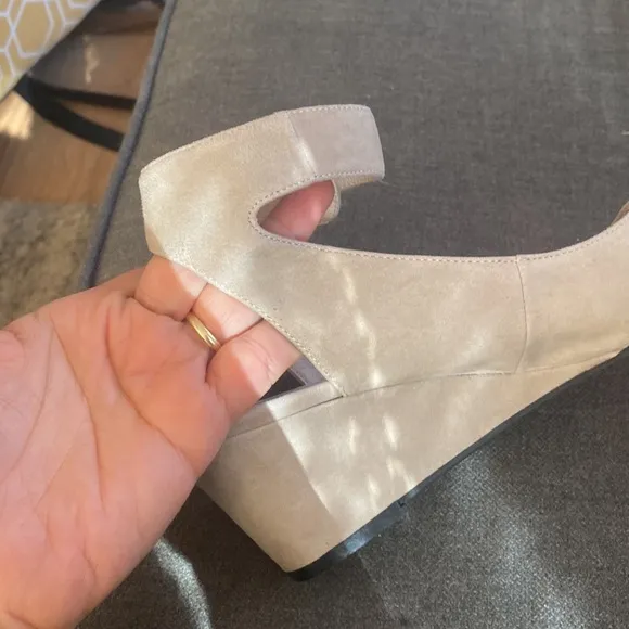 Sacha  London suede peep toe wedges