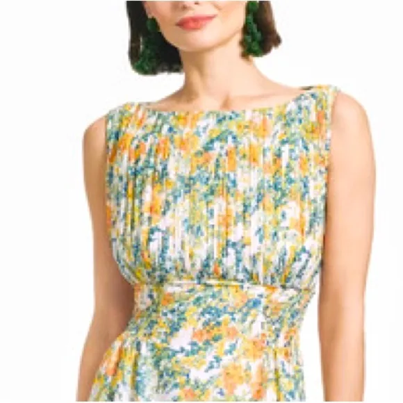 Sachin   Babi Floral Dress Size 4 Sleeveless Floral Ruffle Hem Bow Back Dress