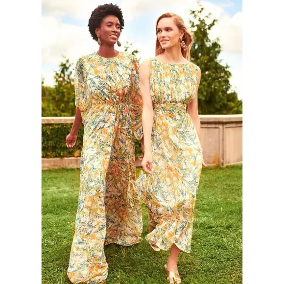 Sachin   Babi Floral Dress Size 4 Sleeveless Floral Ruffle Hem Bow Back Dress