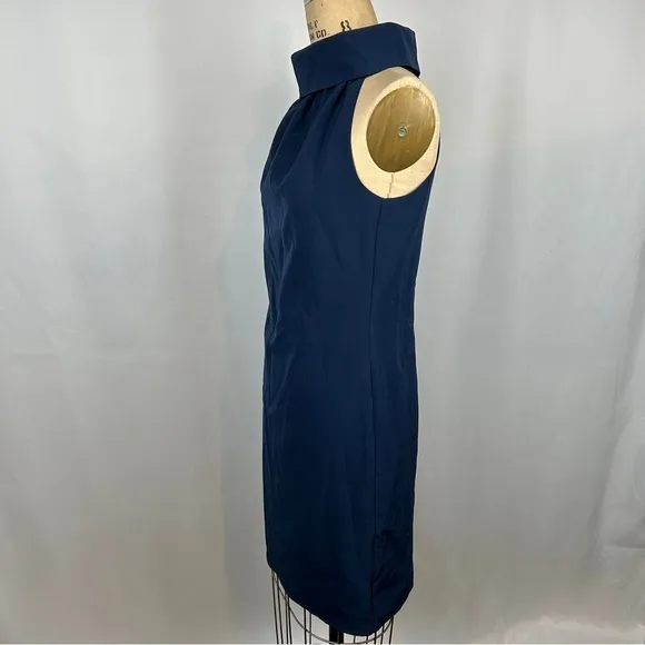 Sail to Sable STS Mock Turtleneck Navy Blue Button Back Mini Shift Dress Small