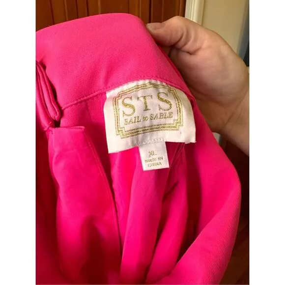 Sail to Sable Neon Pink Rolled Collar Sheath Dress Buttoned Back Size XL