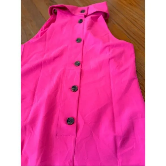 Sail to Sable Neon Pink Rolled Collar Sheath Dress Buttoned Back Size XL