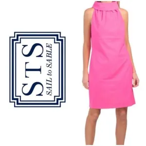 Sail to Sable Neon Pink Rolled Collar Sheath Dress Buttoned Back Size XL
