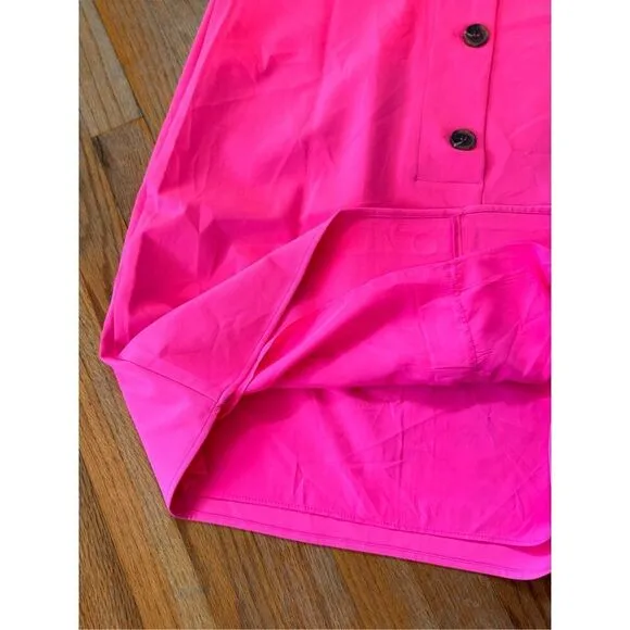 Sail to Sable Neon Pink Rolled Collar Sheath Dress Buttoned Back Size XL