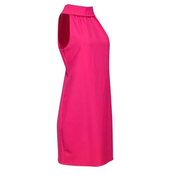 Sail to Sable Neon Pink Rolled Collar Sheath Dress Buttoned Back Size XL