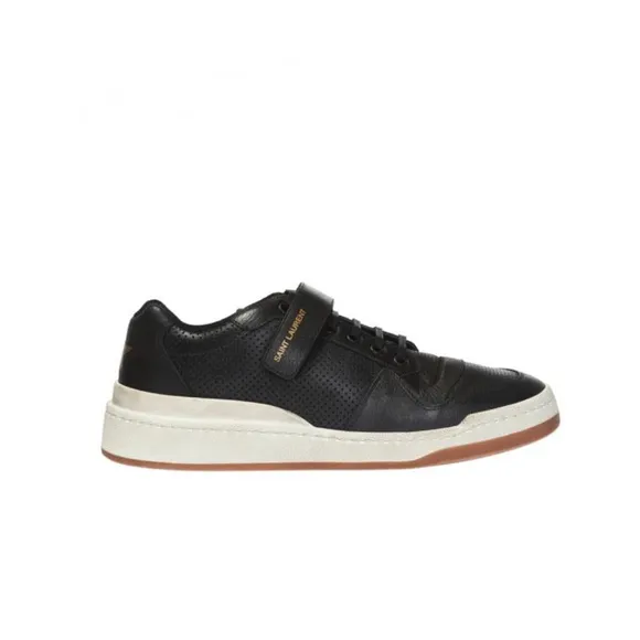 Saint Laurent Black Leather ‘SL24’ used-look sneakers