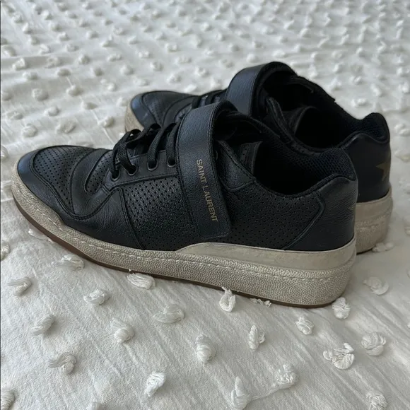 Saint Laurent Black Leather ‘SL24’ used-look sneakers