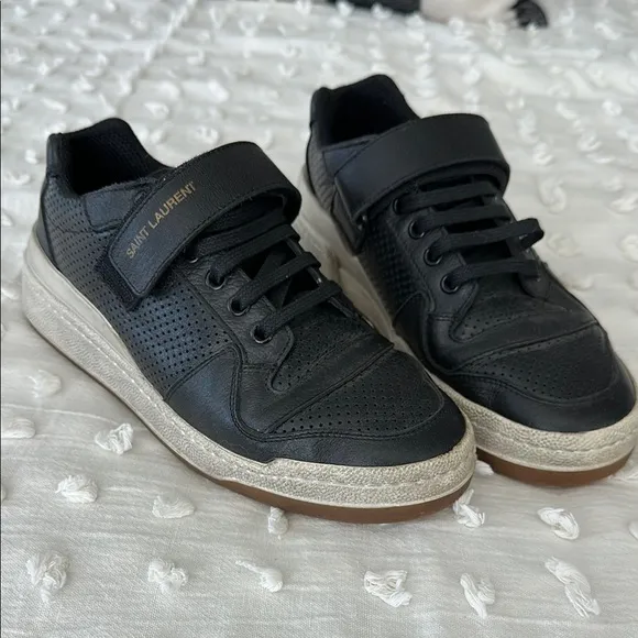 Saint Laurent Black Leather ‘SL24’ used-look sneakers