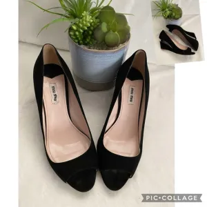 ❤️SALE❤️Great Condition Miu Miu Suede Peep Toe Platform Wedges