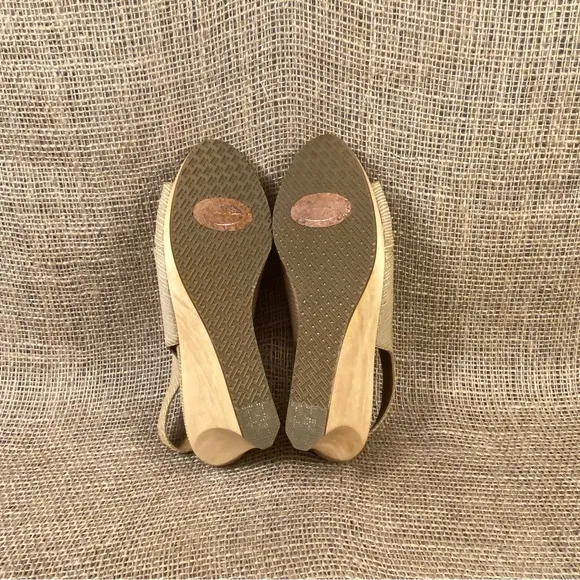 Salpy sandals wedges platform Beige  Wood high heels open Toe size 8