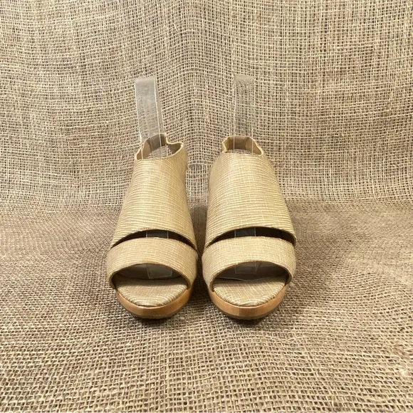 Salpy sandals wedges platform Beige  Wood high heels open Toe size 8
