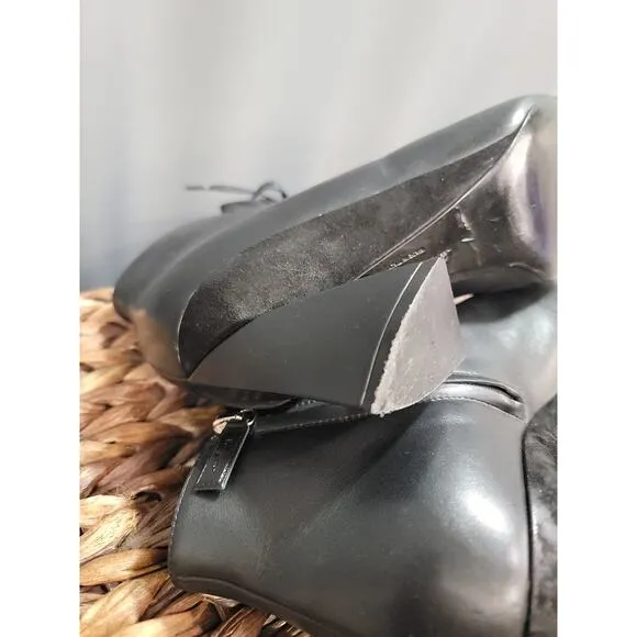 Salvatore Ferragamo Antila Ankle Boots Women's 7 Black Leather Lace Up Booties