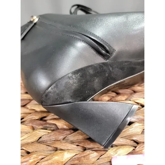 Salvatore Ferragamo Antila Ankle Boots Women's 7 Black Leather Lace Up Booties
