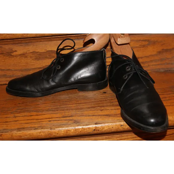 Salvatore Ferragamo Black Leather Chukka Lace Up Ankle Boots Shoes Men's 7.5 D