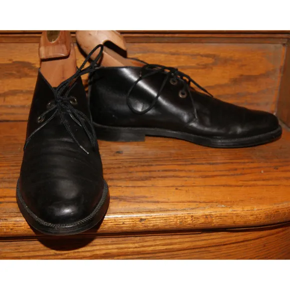 Salvatore Ferragamo Black Leather Chukka Lace Up Ankle Boots Shoes Men's 7.5 D