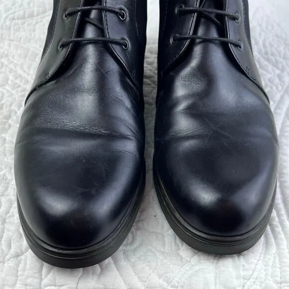 Salvatore Ferragamo Womens 7 Black Lace Up Leather Fabric Y2K Combat Boots