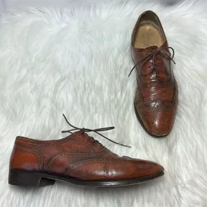 Salvatore Ferragamo VTG Cognac Wingtip Lace Up Oxford Shoes Sz 8D