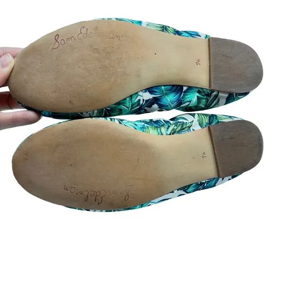 Sam Edelman Ballet Flats Women's Size 7.5 Palm Leaves &quot;Felicia&quot; Round Toe