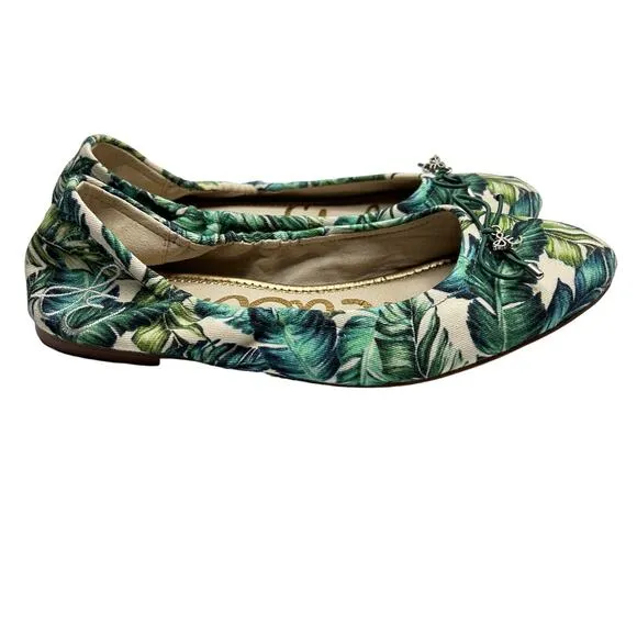 Sam Edelman Ballet Flats Women's Size 7.5 Palm Leaves &quot;Felicia&quot; Round Toe