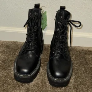 Sam Edelman Black Lue Lace-Up Combat Booties