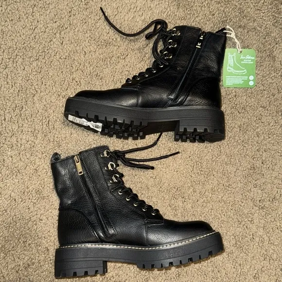 Sam Edelman Black Lue Lace-Up Combat Booties