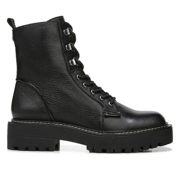 Sam Edelman Black Lue Lace-Up Combat Booties