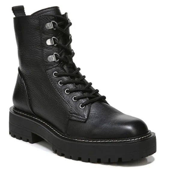 Sam Edelman Black Lue Lace-Up Combat Booties